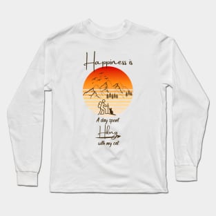 Happiness Is A Day Spent Hiking With My Cat Long Sleeve T-Shirt